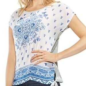 Vince Camuto Side Tie Medallion Blouse Top